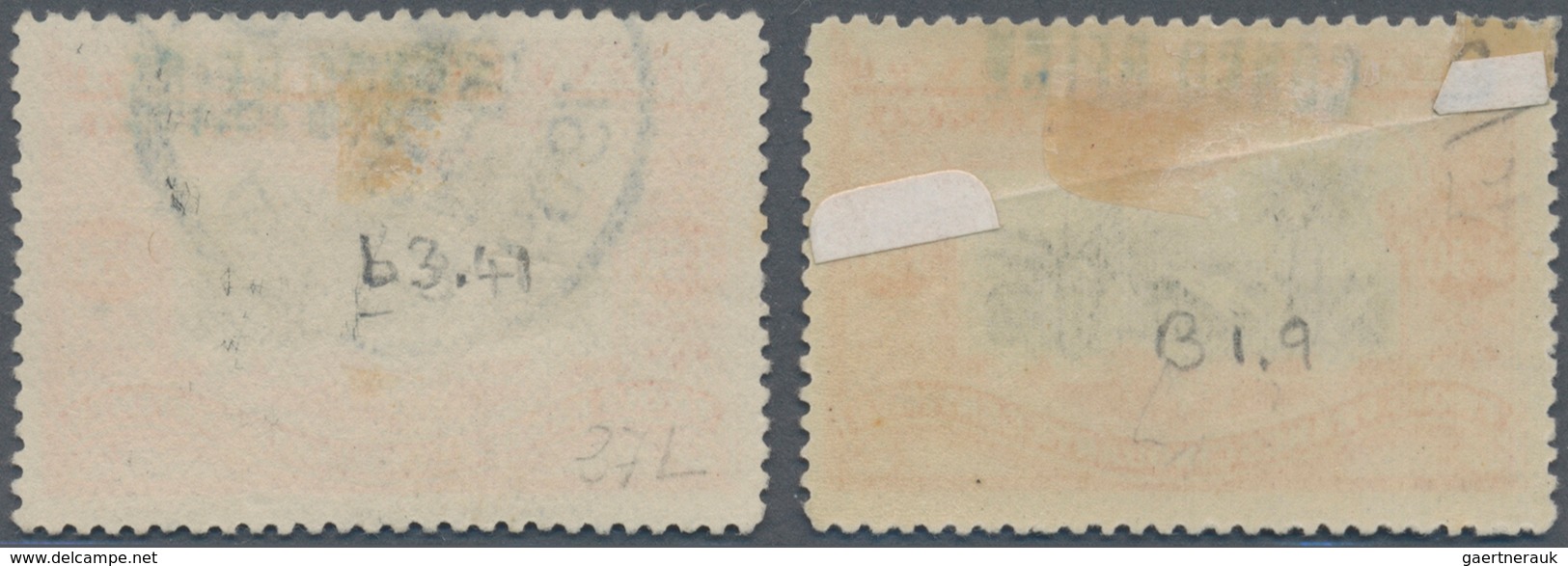 Belgisch-Kongo: 1909 Two Singles Of 3.50fr. Black & Vermilion With LOCAL OVERPRINT, One Mint With Ov - Collections