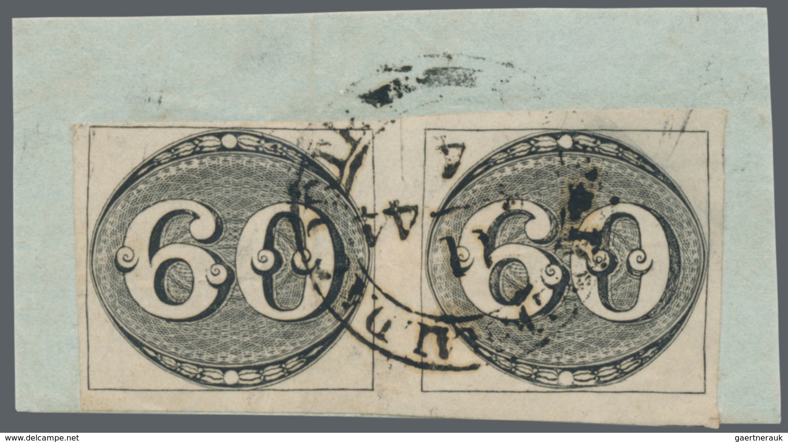 Brasilien: 1843, Bull's Eye Pair 60 R. Black On Medium White Wove Paper Without Watermark, Full To L - Neufs