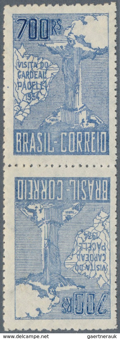 Brasilien: 1934, Cardinal Pacelli's Visit, 700r. Blue, Tête-bêche Pair, Fresh Colour, Unmounted Mint - Neufs