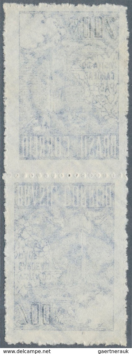 Brasilien: 1934, Cardinal Pacelli's Visit, 700r. Blue, Tête-bêche Pair, Fresh Colour, Unused No Gum. - Ungebraucht