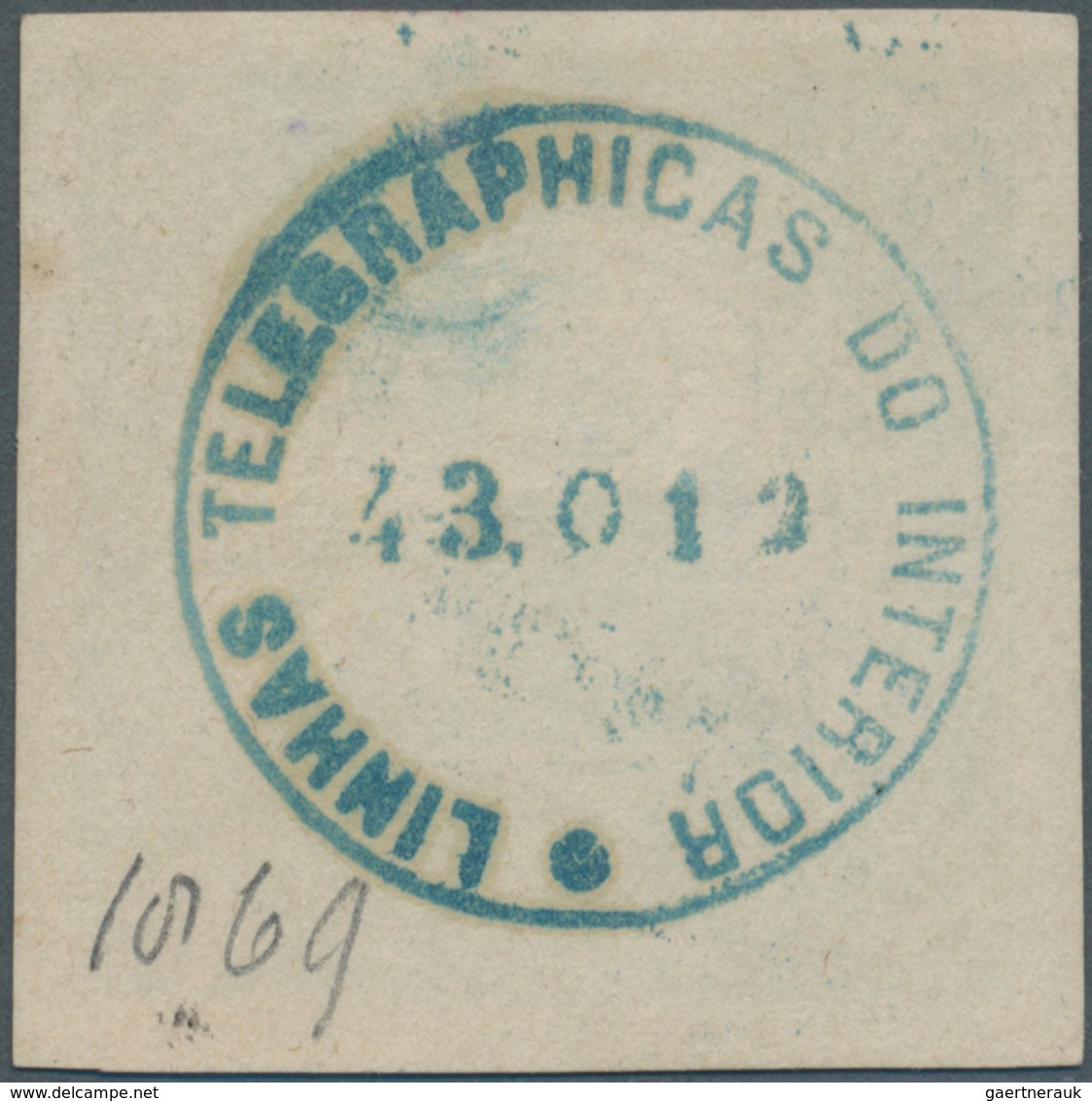 Brasilien - Telegrafenmarken: 1869, 200r. Green With Control Mark On Reverse, Fresh Colour, Large Ma - Télégraphes