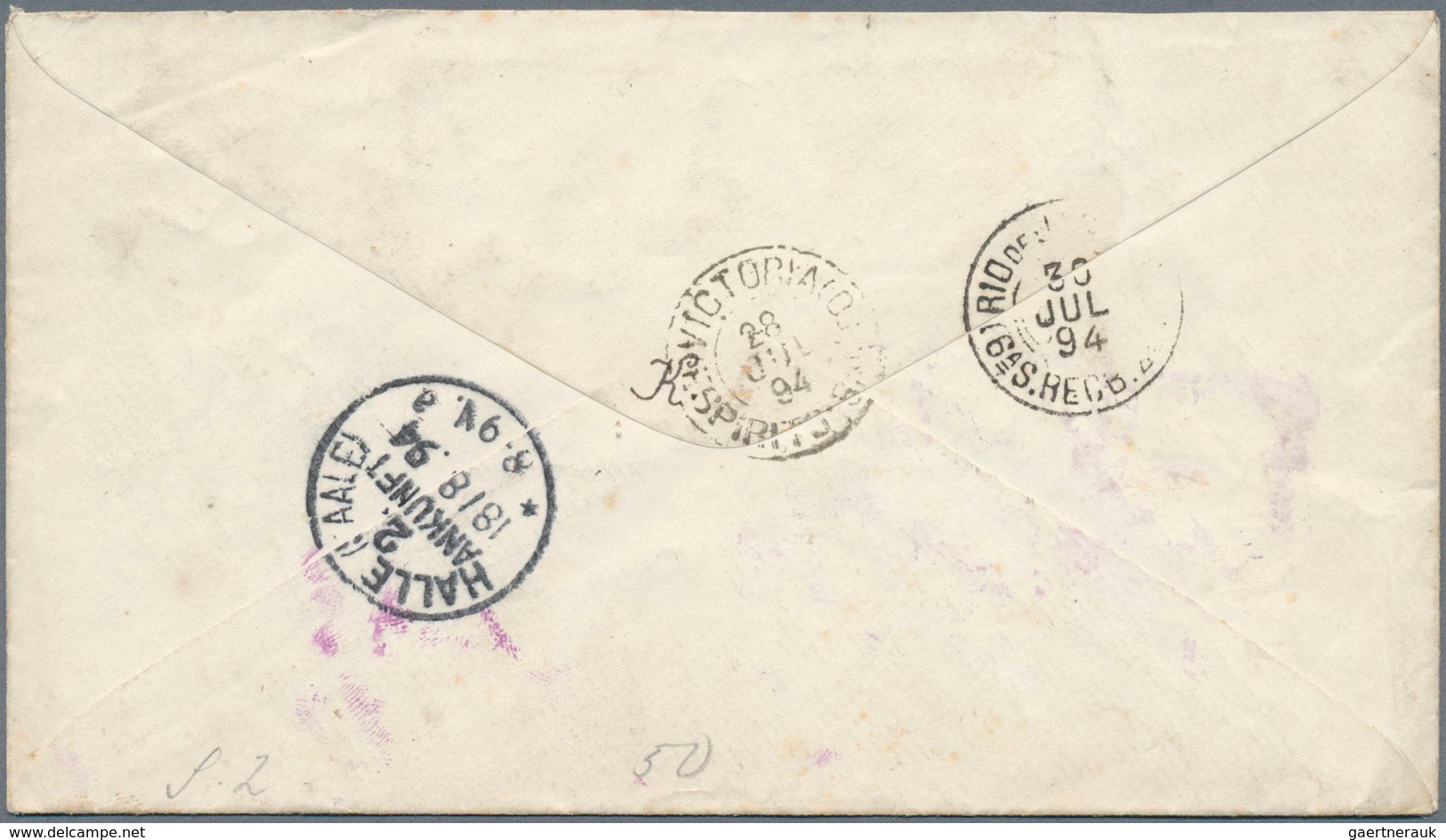 Brasilien - Ganzsachen: 1867, Stationery Envelope 200 R Black With Watermark, Uprated 4x 100 R Red, - Entiers Postaux