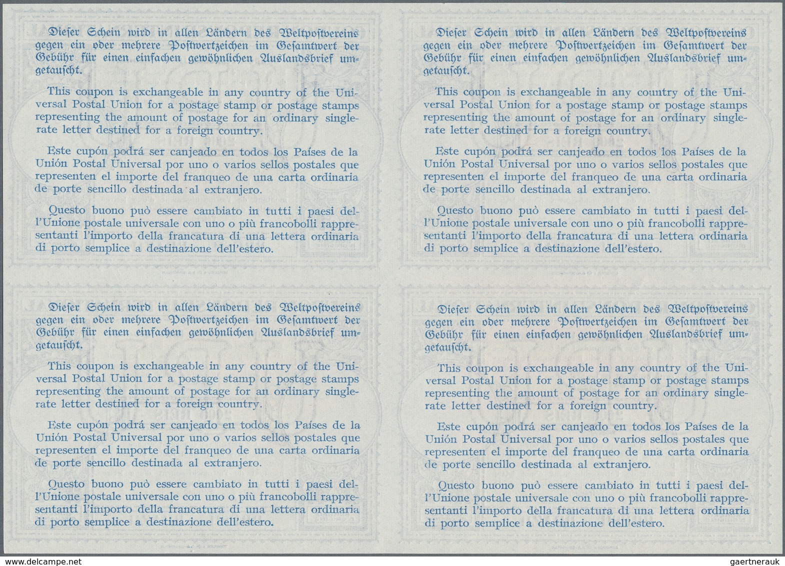 Brasilien - Ganzsachen: 1947. International Reply Coupon 2000 Reis (London Type) In An Unused Block - Entiers Postaux