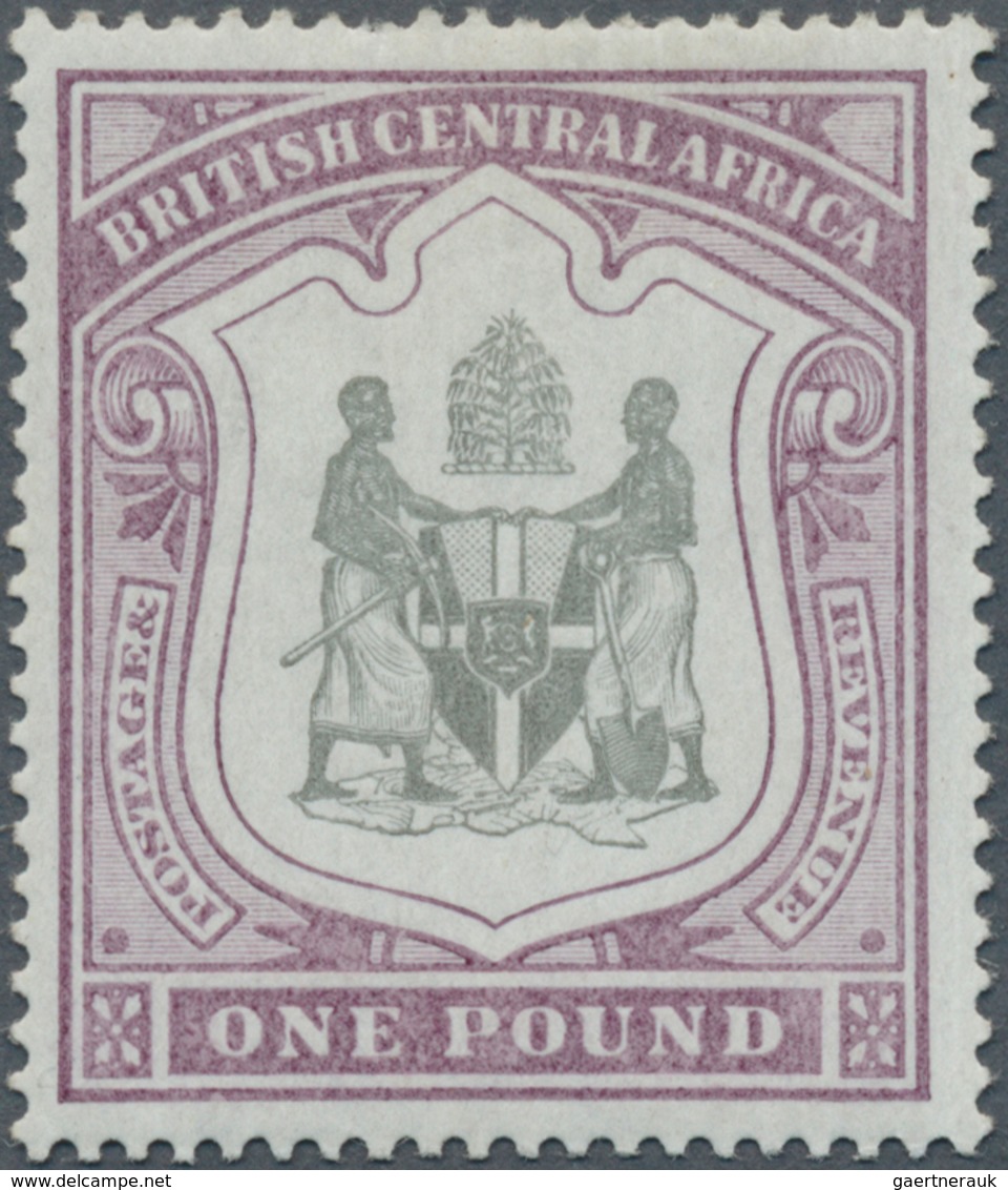 Britisch-Zentralafrika: 1897-1900 £1 Black & Dull Purple, Wmk Crown CC, Mint Lightly Hinged, Fresh A - Sonstige & Ohne Zuordnung