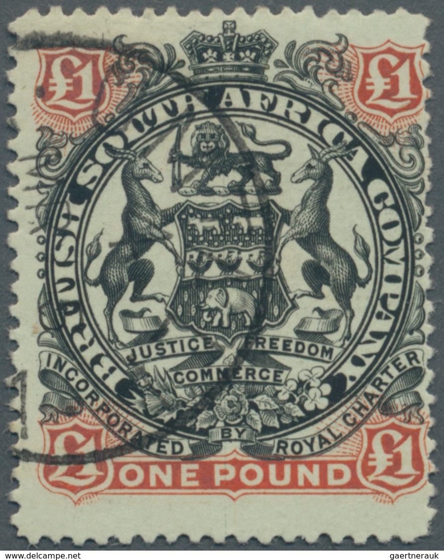 Britische Südafrika-Gesellschaft: 1897, Coat Of Arms £1 Black/red-brown On Green Very Fine Used (CTO - Non Classés