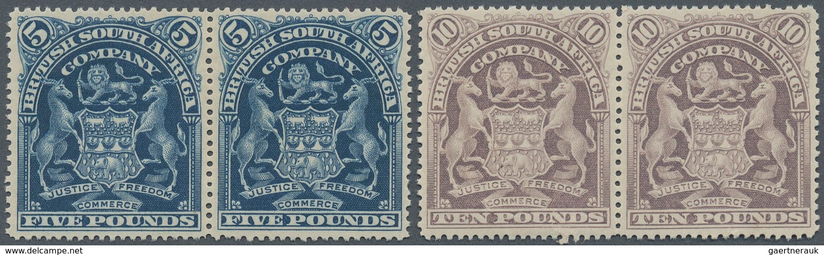 Britische Südafrika-Gesellschaft: 1901, £5 Deep Blue And £10 Lilac, Each In Horizontal Pair, Unused - Non Classés