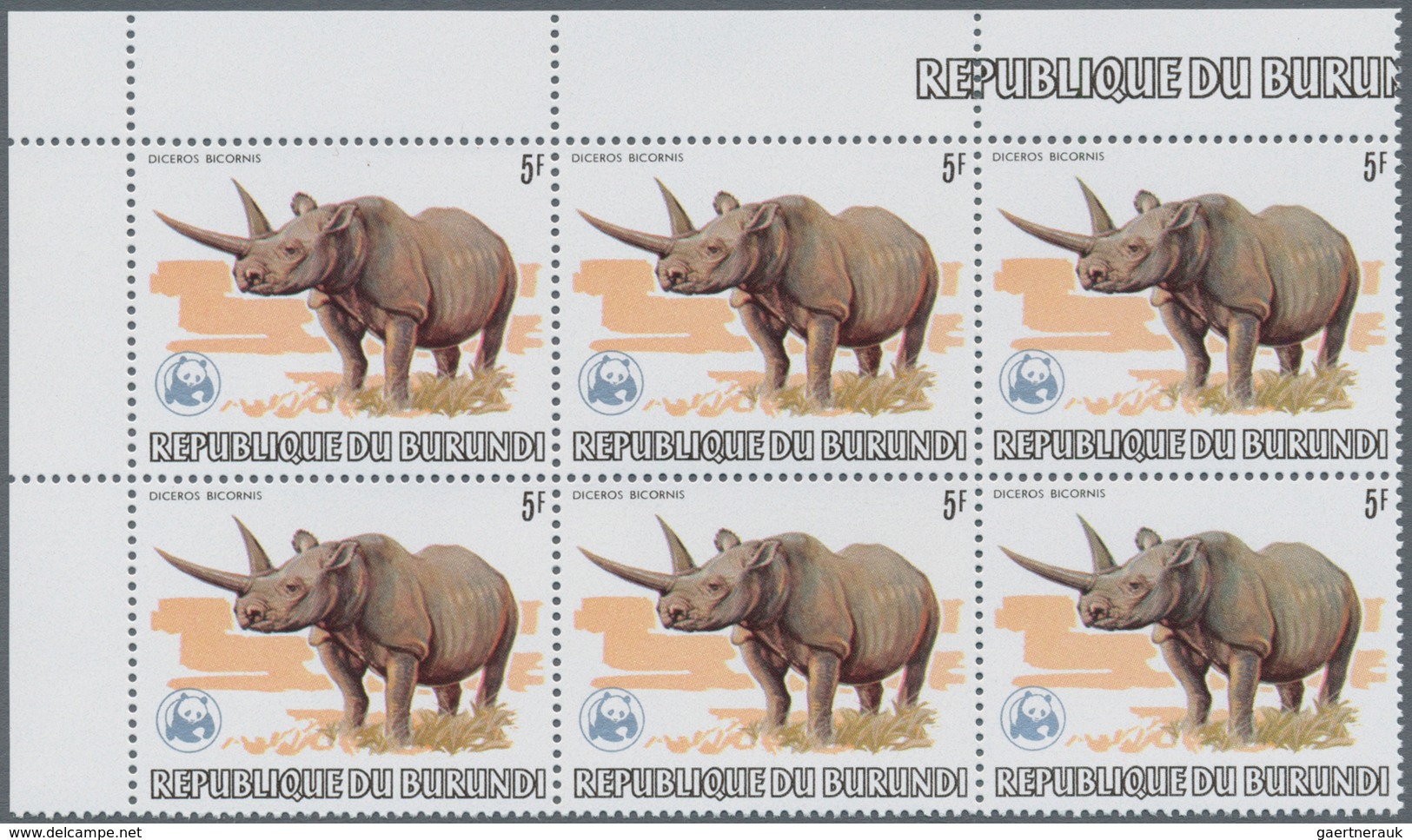 Burundi: 1983, African Wildlife complete set of 13 from 2fr. to 85fr. (Lion, Giraffe, Rhinoceros, El