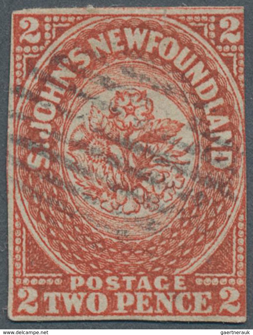 Neufundland: 1857-64 2d. Scarlet-vermilion On Thick Machine-made Paper With A Distinct Mesh, No Wmk, - 1857-1861