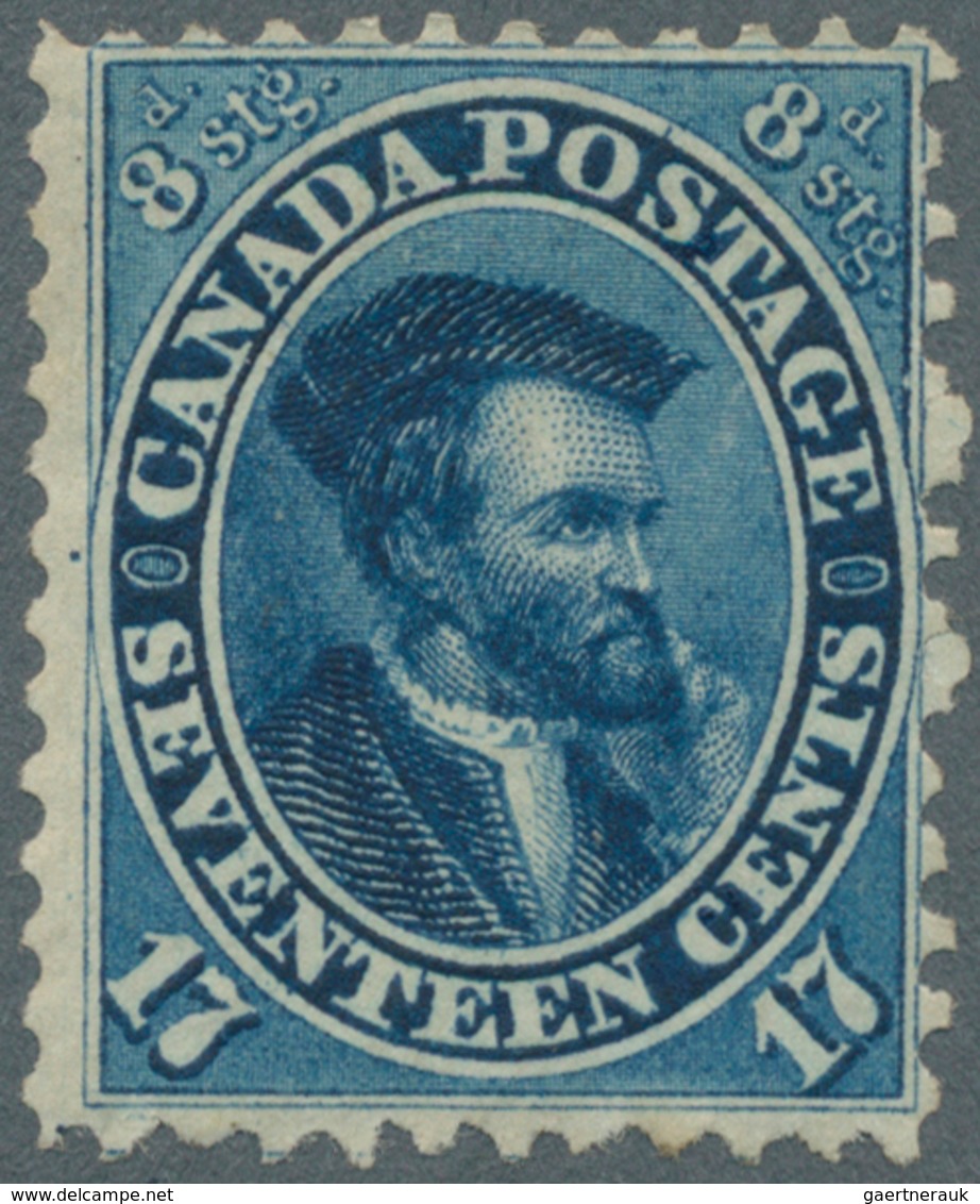 Canada: 1859, Jacques Cartier 17c. Deep Blue Unused With Large Part Original Gum (hinged), Fine And - Ungebraucht