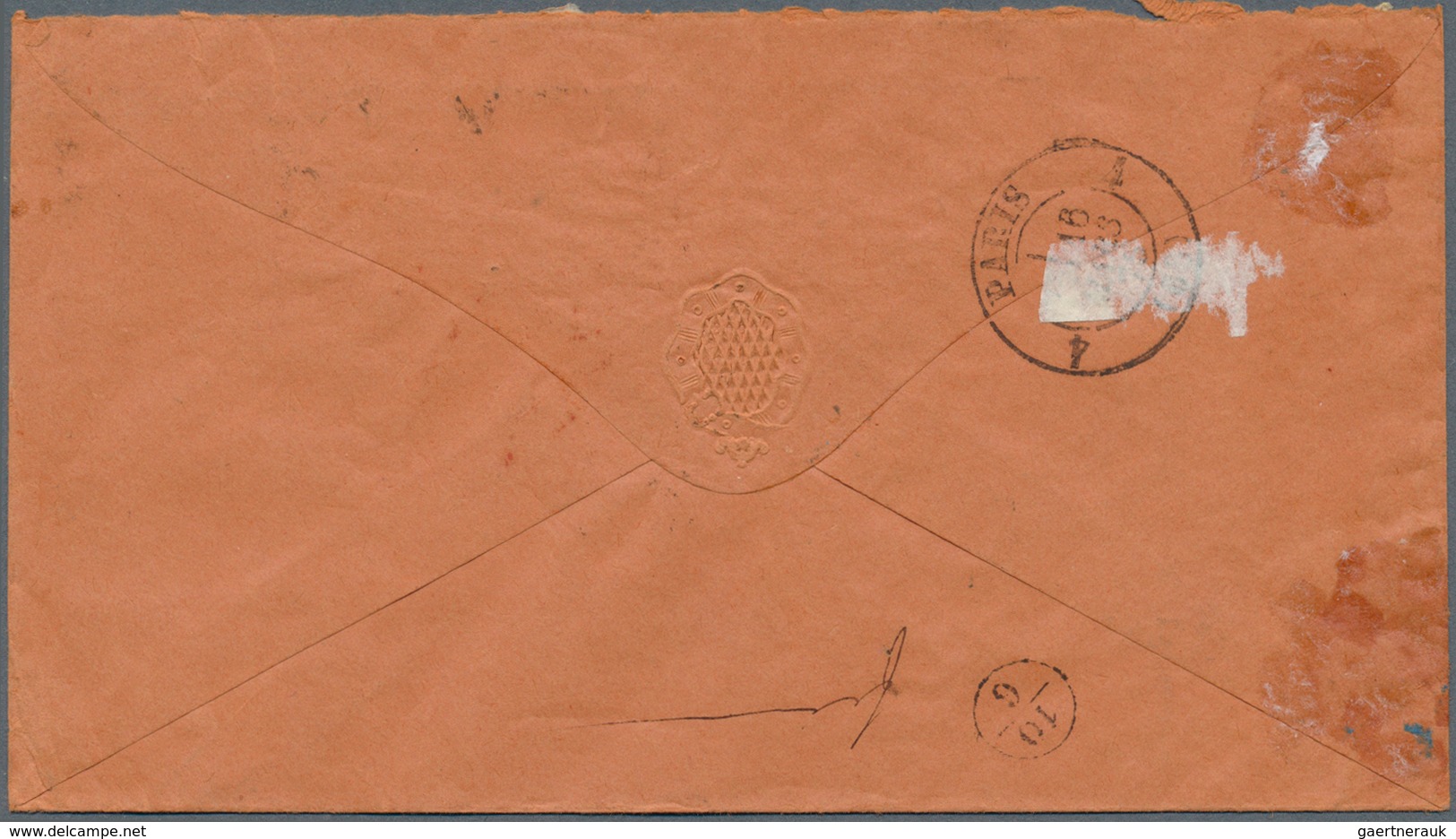 Chile: 1875 (British P.O.). Envelope Addressed To France Bearing Great Britain SG 94, 4d Vermillion - Chile