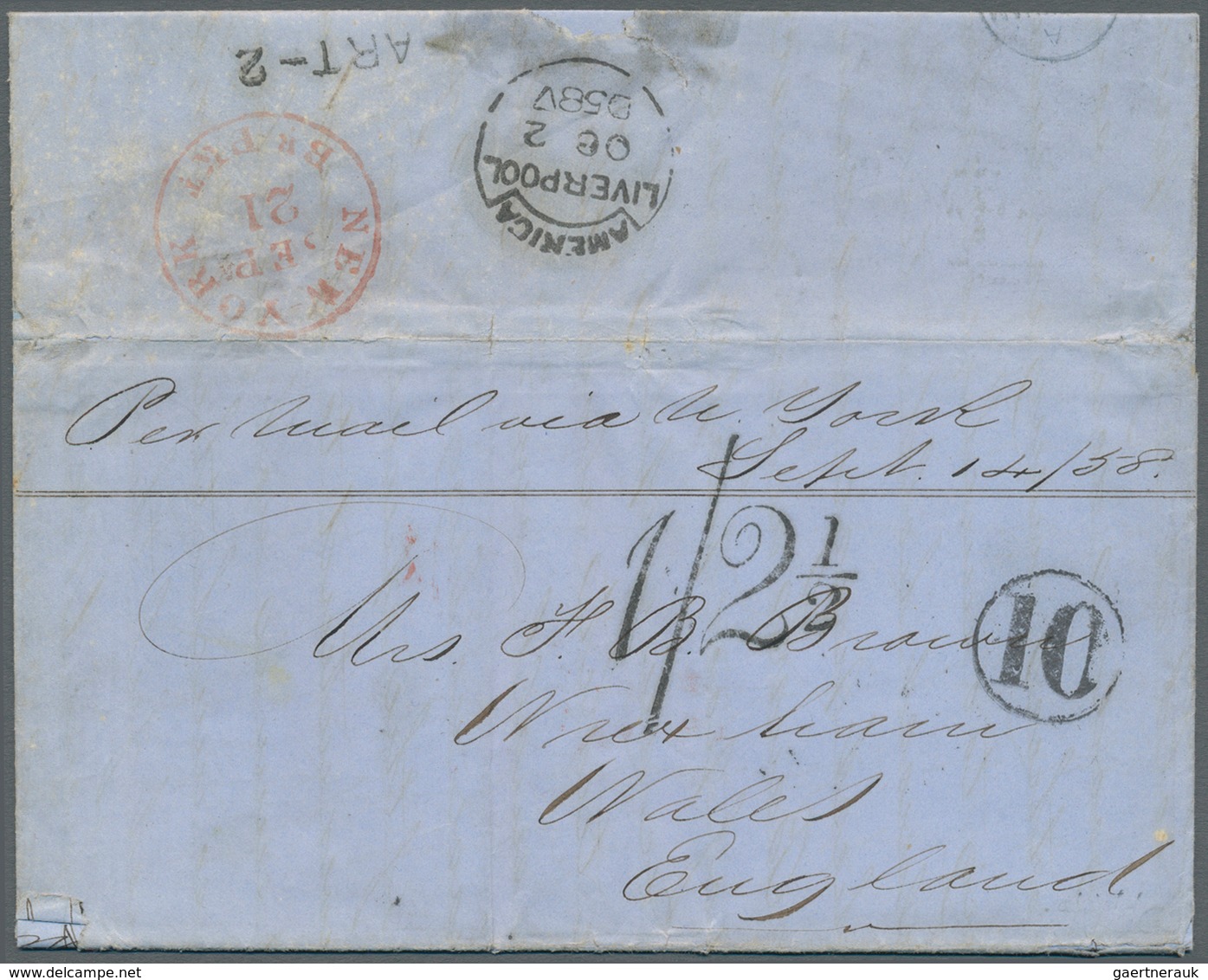Cuba: 1858, Folded Letter From Havana (dated 14.09.) With Handwritten Endorsement "Per Mail Via N. Y - Autres & Non Classés