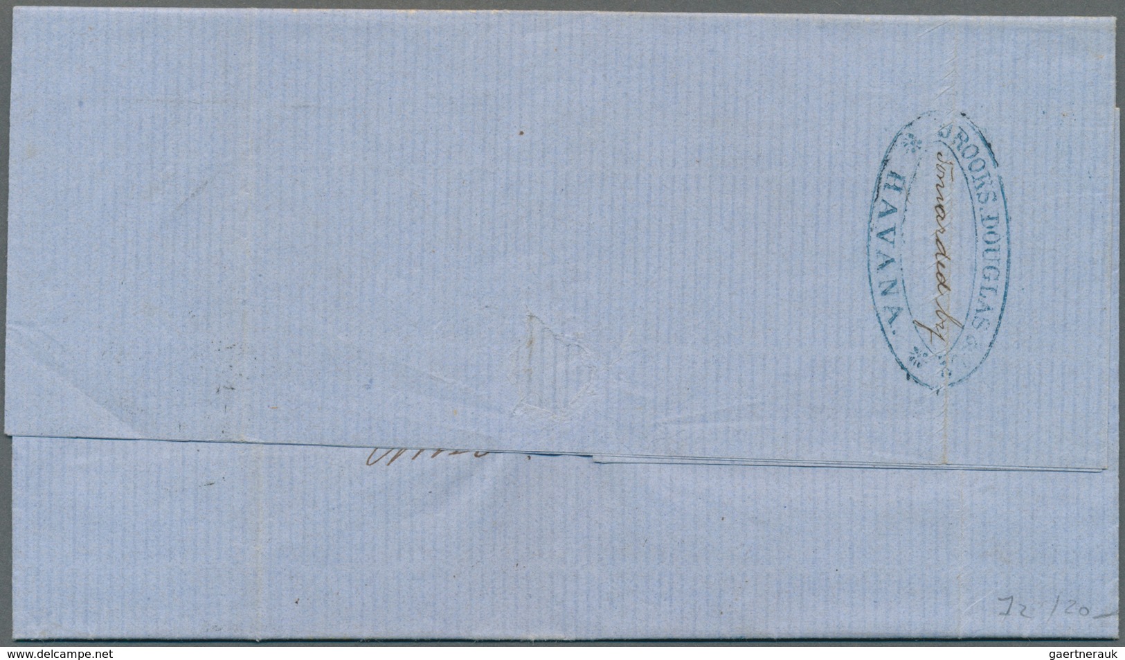 Cuba: 1864, Folded Letter From Santiago Forwarded By "Brooks, Douglas & Co., Havanna" With Clear Str - Autres & Non Classés