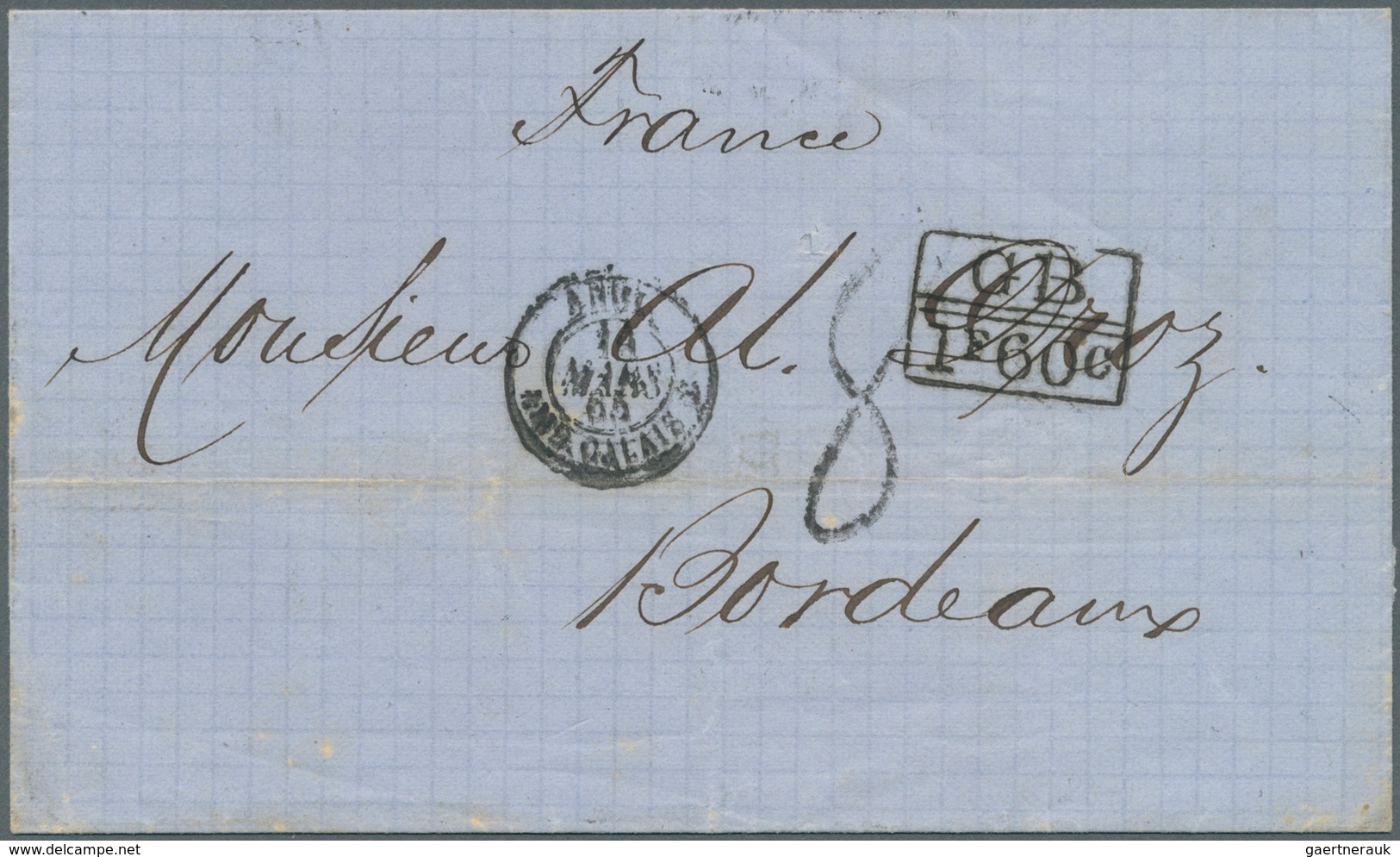 Dänisch-Westindien - Vorphilatelie: 1865, "ST. THOMAS JY 29 65" On Reverse Of Folde Cover With Accou - Dänische Antillen (Westindien)