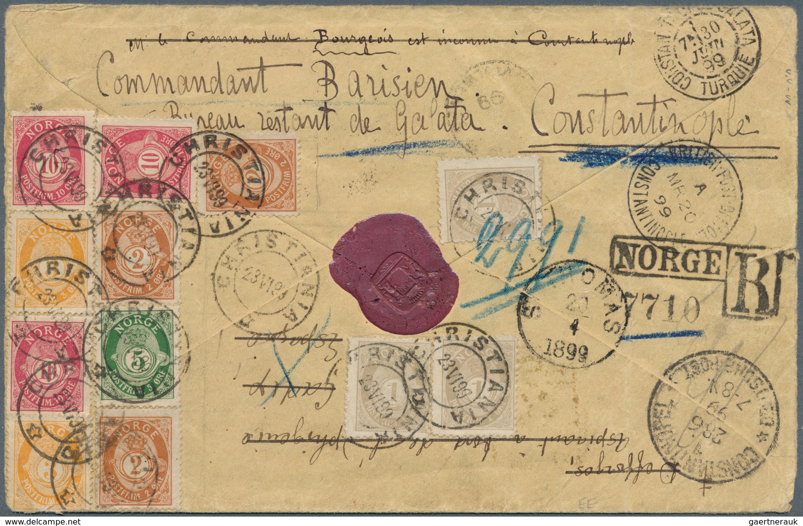 Dänisch-Westindien: 1899, 1 C. Green And Brown-red, 11 Single Stamps, 4 C. Brown And Blue (large Par - Dänische Antillen (Westindien)