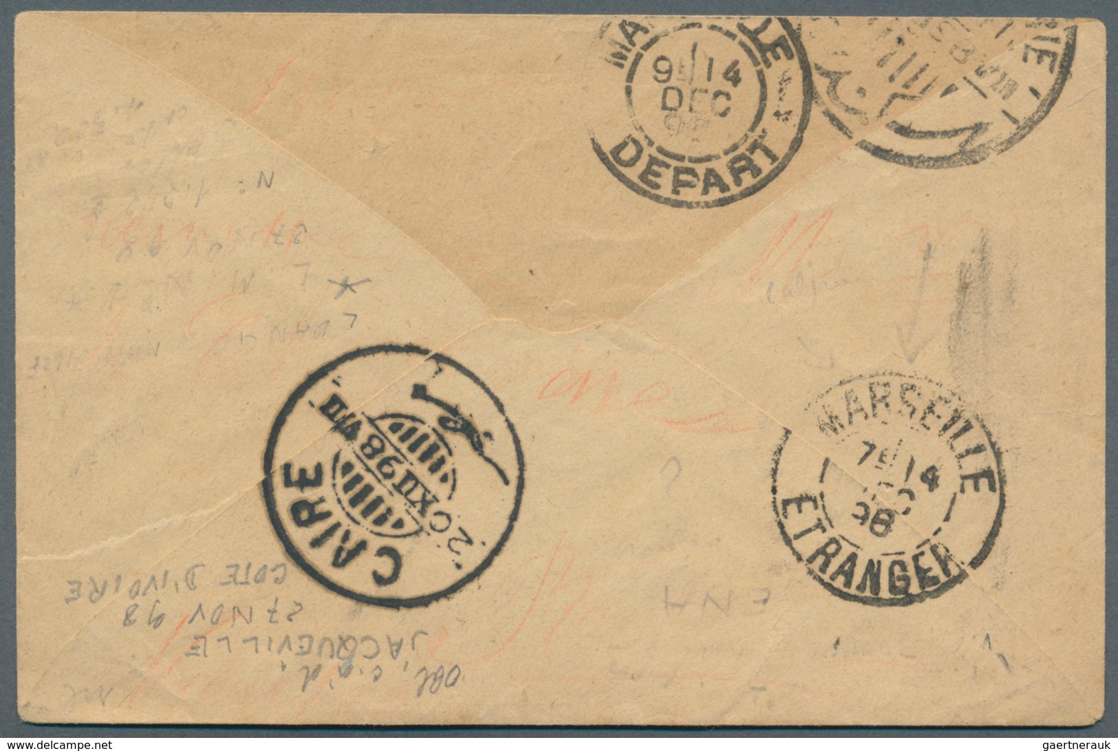 Elfenbeinküste: 1898. Postal Stationery Envelope 5c Green (flap Missing) Cancelled By Jacqueville/Co - Côte D'Ivoire (1960-...)