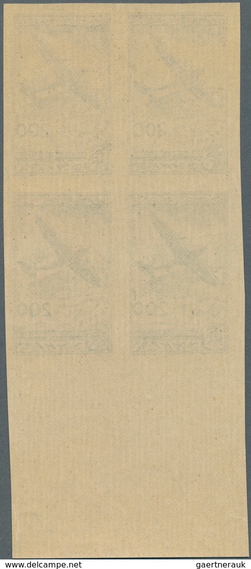 Fezzan: 1948, Imperf Air Mail Set Of Two Values In Margin Blocks Of Four, Mint Never Hinged, Fine An - Lettres & Documents
