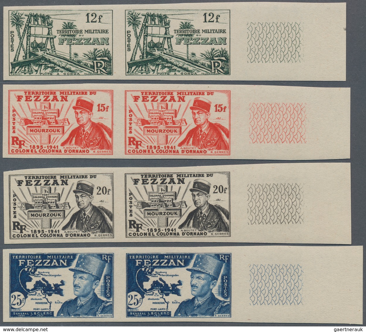 Fezzan: 1949, Definitives Pictorials/Officers, 1fr. To 50fr., Complete Set Of Eleven Values IMPERFOR - Covers & Documents