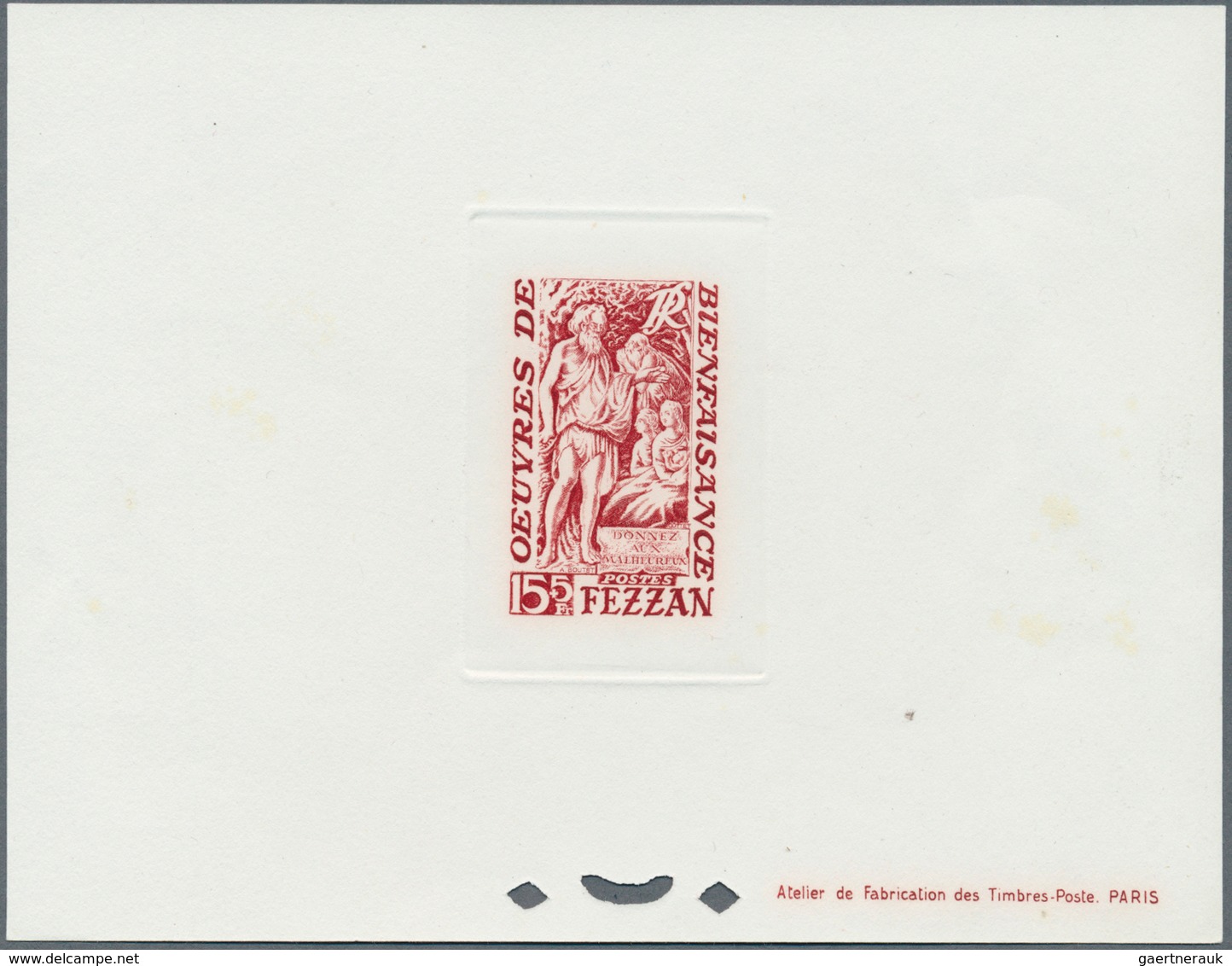 Fezzan: 1950. Lot With One Composite Epreuve D'atelier With Two Stamps For The Complete Charity Set - Briefe U. Dokumente