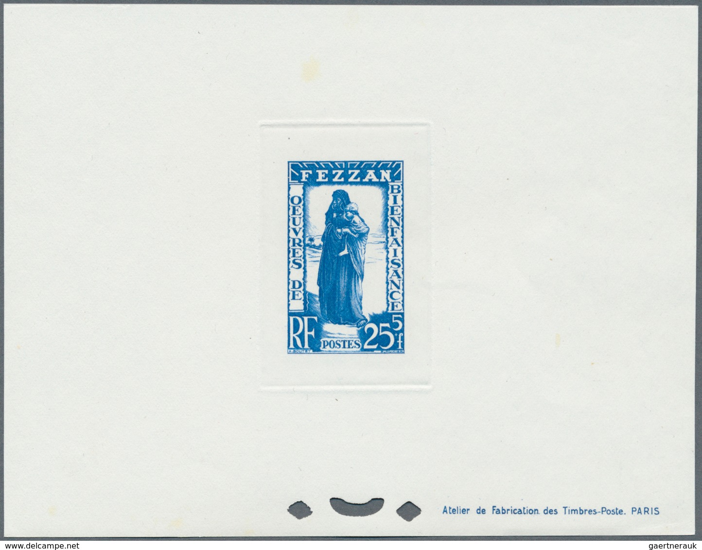 Fezzan: 1950. Lot With One Composite Epreuve D'atelier With Two Stamps For The Complete Charity Set - Lettres & Documents