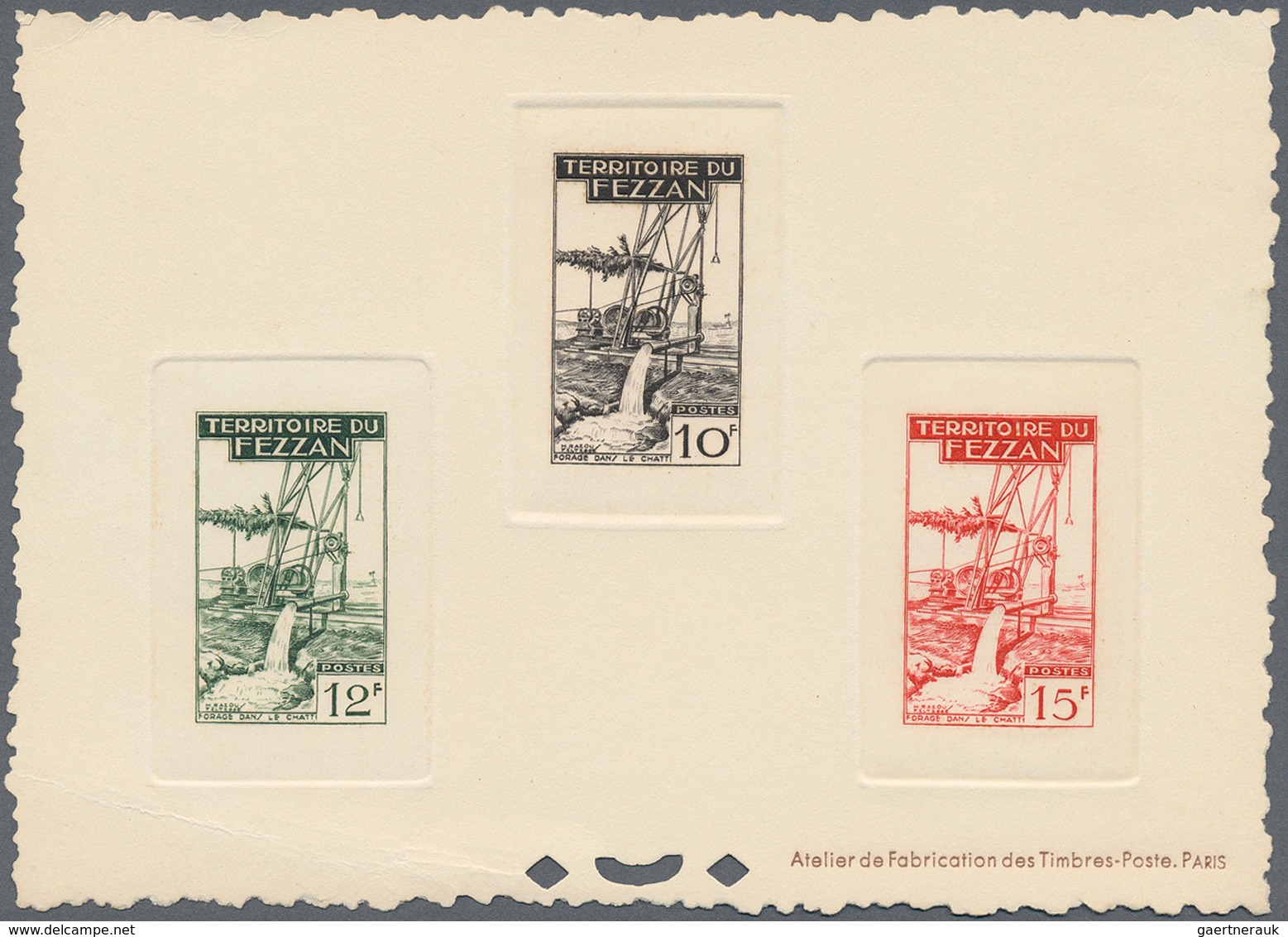 Fezzan: 1951, Definitives "Agriculture", Complete Set, Four Epreuve Collective (one Piece Slightly C - Covers & Documents