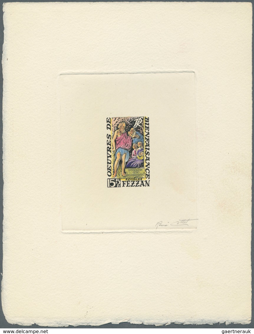 Fezzan: 1951, Charity Issue, Both Values As Epreuve D'artiste, Multi-coloured Design, With Signature - Lettres & Documents