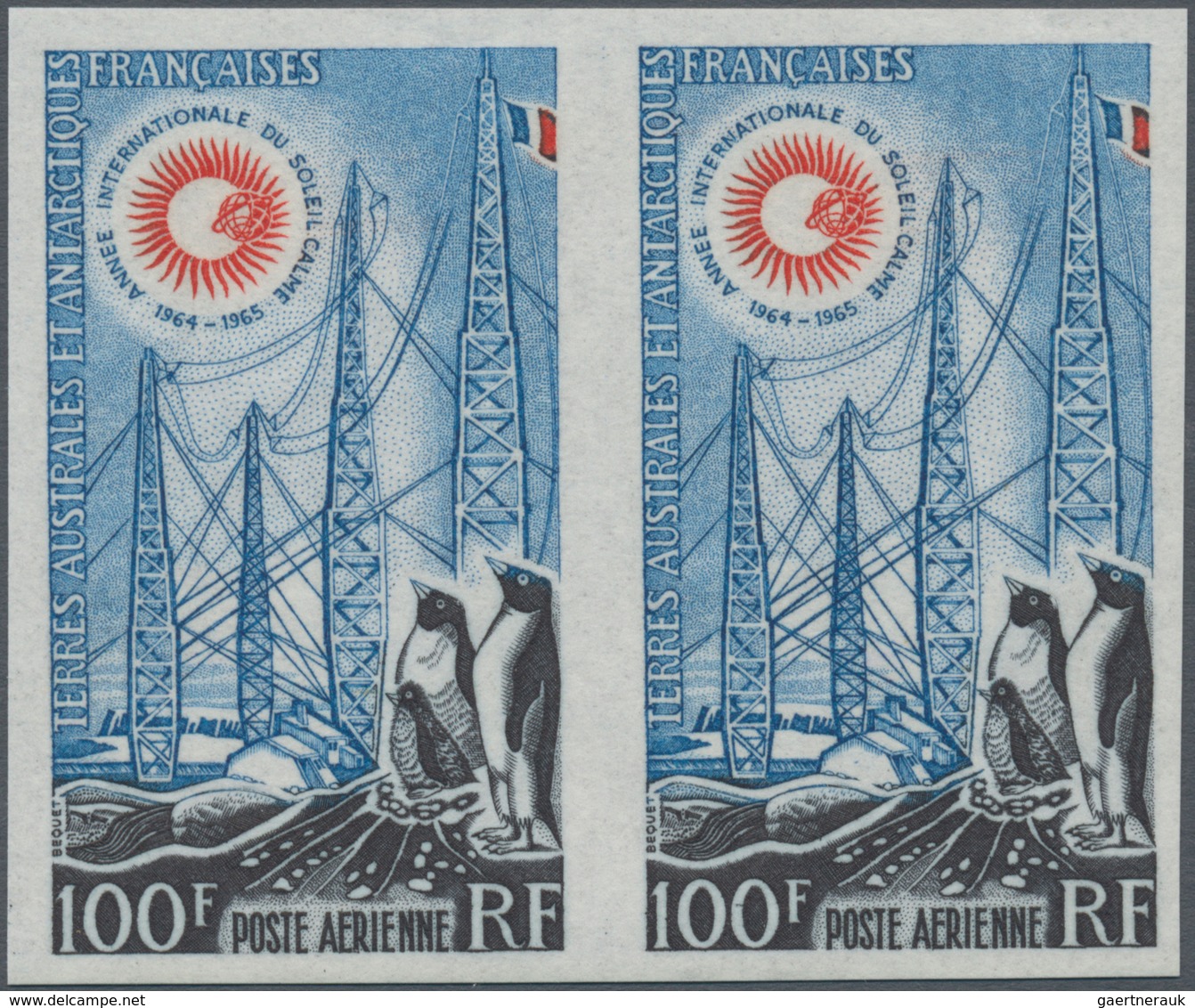 Französische Gebiete In Der Antarktis: 1963, 100fr. International Year Of The Quiet Sun (Penguins/Ra - Briefe U. Dokumente