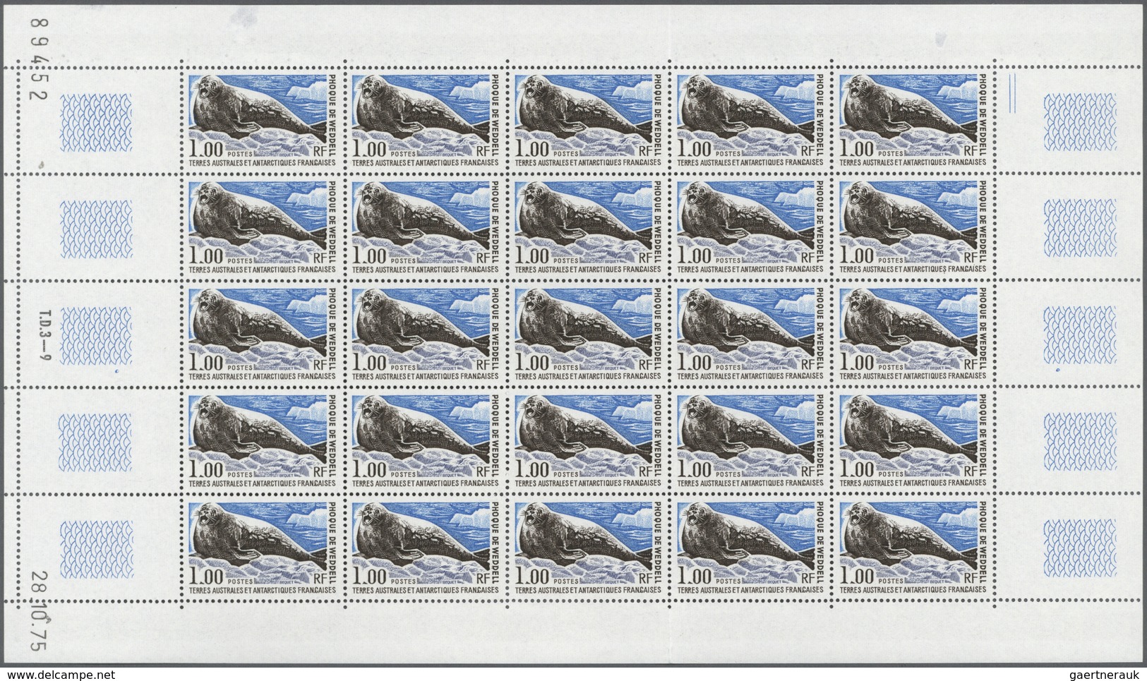 Französische Gebiete In Der Antarktis: 1976, Birds And Seals Definitives Set Of Six In Complete (fol - Briefe U. Dokumente