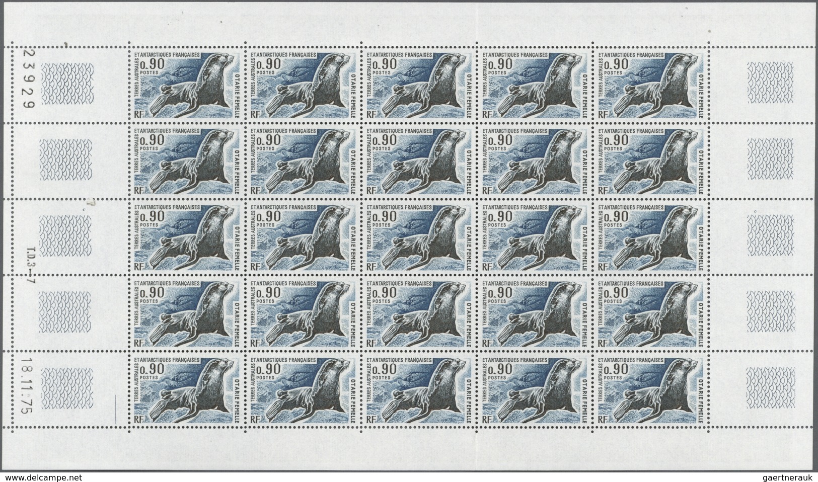 Französische Gebiete In Der Antarktis: 1976, Birds And Seals Definitives Set Of Six In Complete (fol - Lettres & Documents