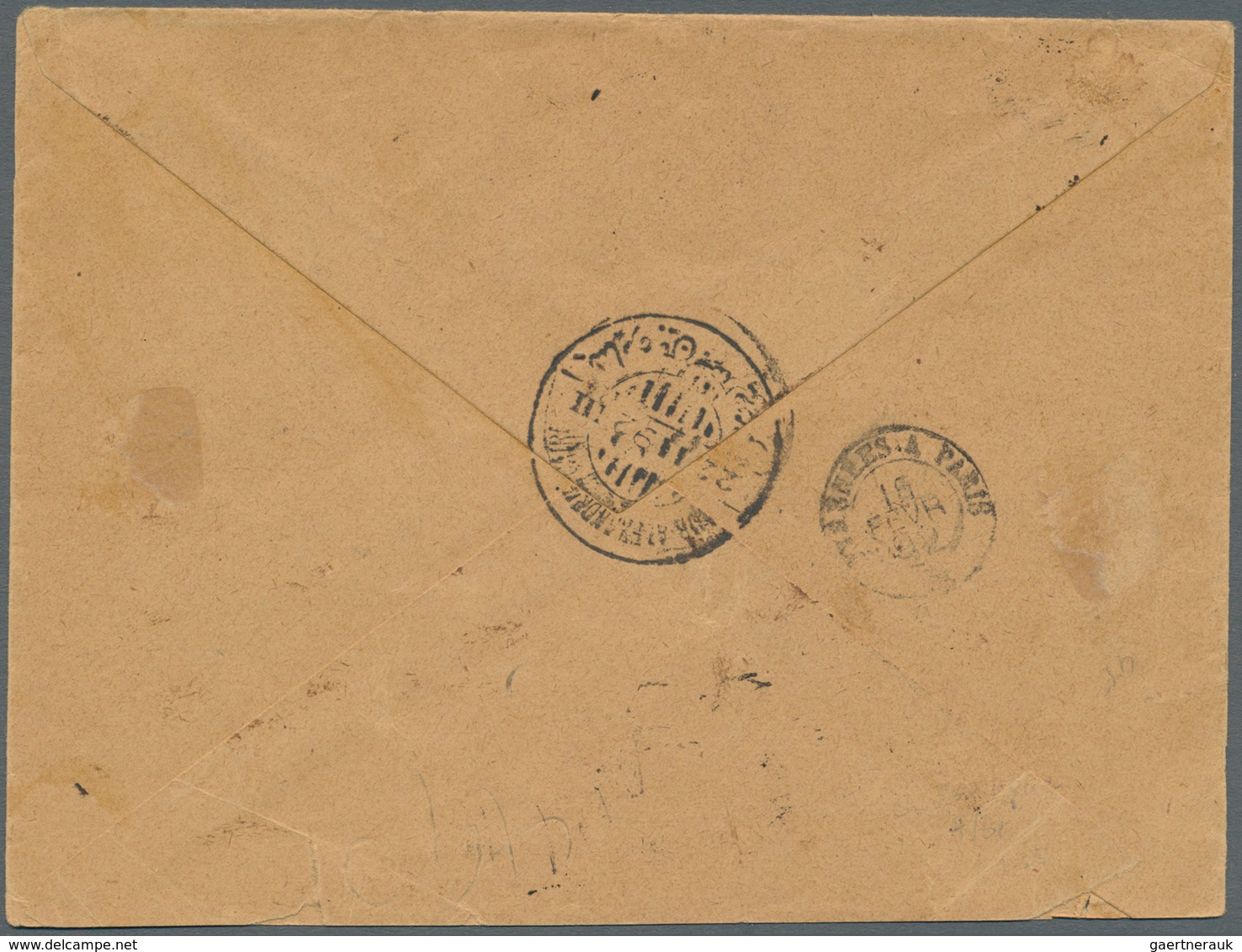 Guadeloupe: 1892. Registered Envelope Addressed To Egypt Bearing Yvert 21, 25c Black/rose (3) Tied B - Unused Stamps