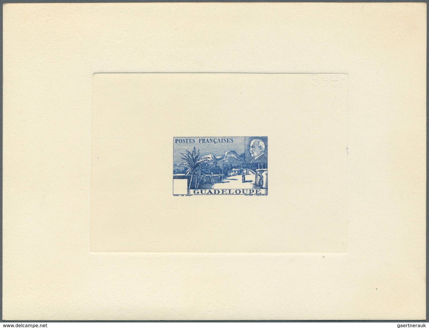 Guadeloupe: 1941, Petain/La Soufrière Volcano, Epreuve In Ultramarine And Blank Value Field. Maury R - Neufs