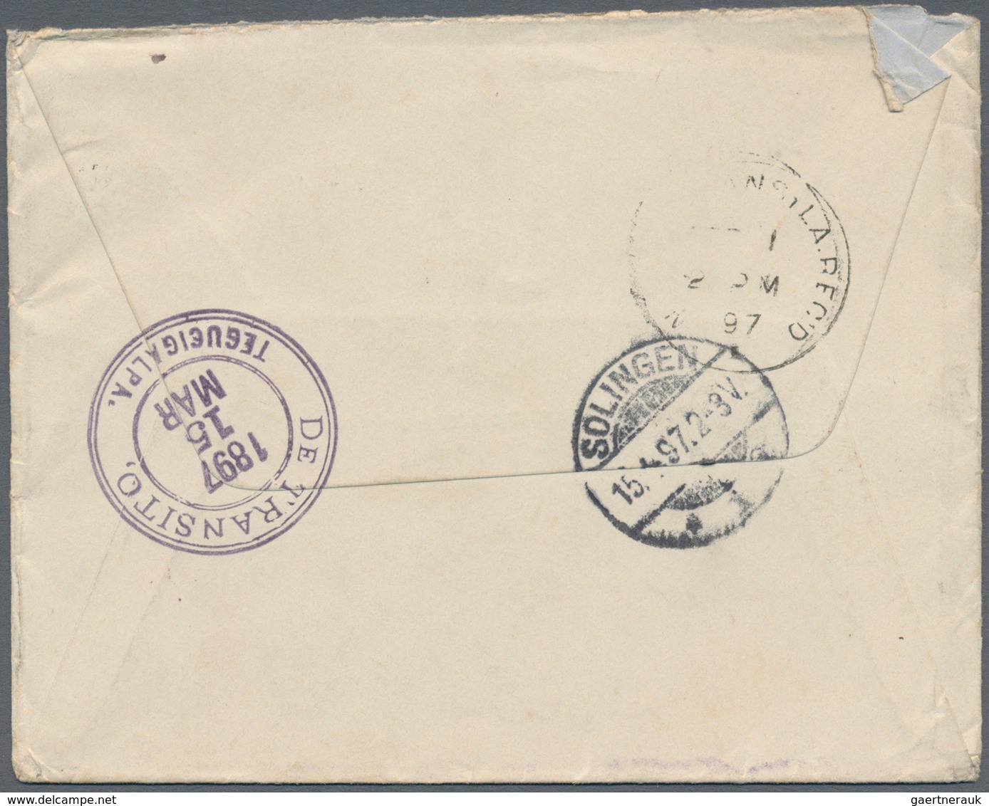 Honduras: 1897, Three Covers: 10 C. Carmine From "YUCARAN" To Solingen/Germany (2) Resp. 5 C. Violet - Honduras