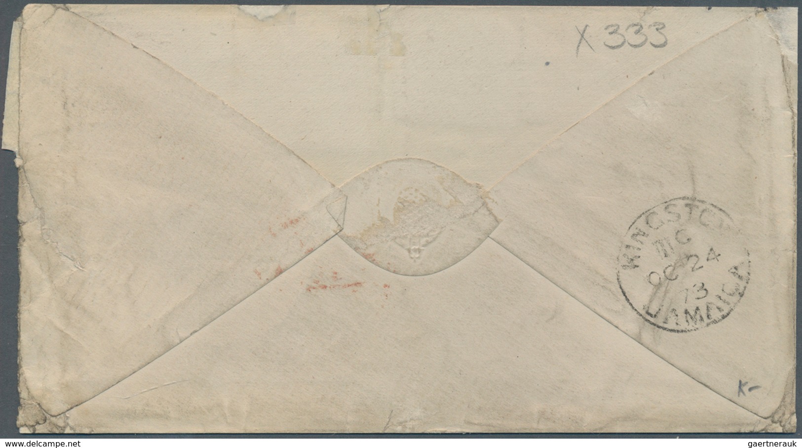 Jamaica: 1873, Cover From KINGSTON To London, Bearing 2 D (49, 4 D, 6 D (2) Of The Crown Cc Watermar - Jamaique (1962-...)