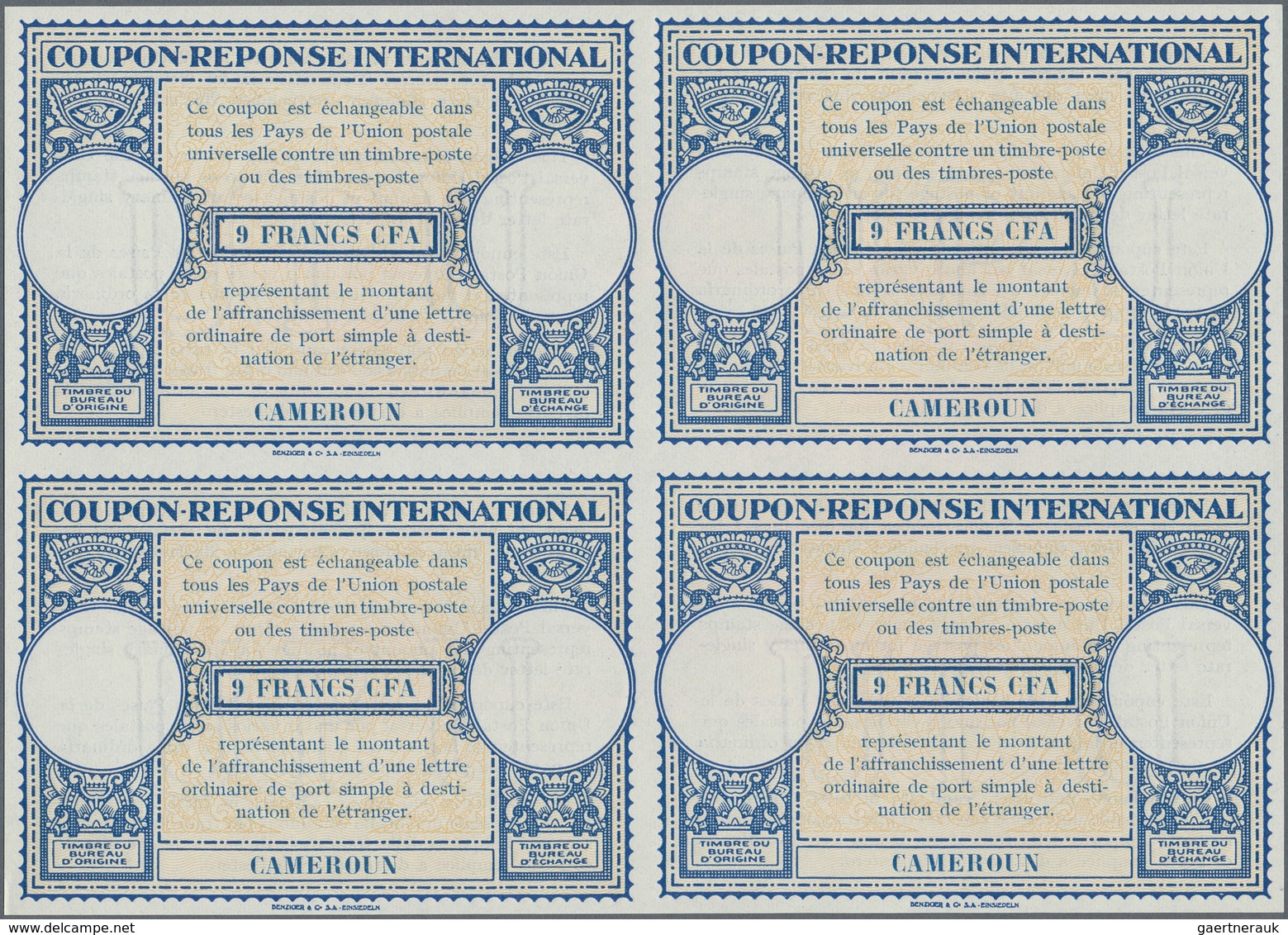 Kamerun: 1946. International Reply Coupon 9 Francs CFA (London Type) In An Unused Block Of 4. Issued - Kamerun (1960-...)