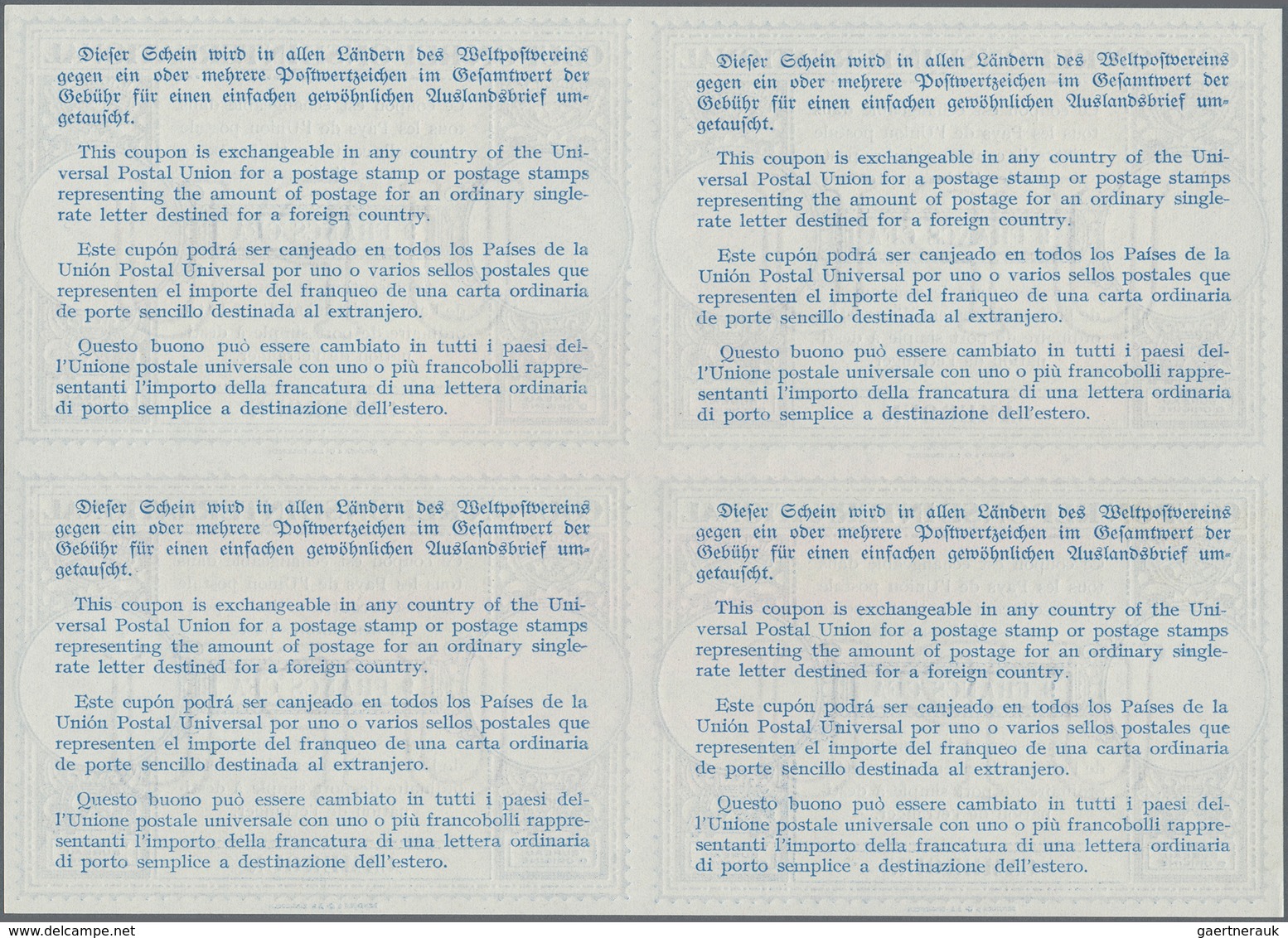 Kamerun: 1946. International Reply Coupon 9 Francs CFA (London Type) In An Unused Block Of 4. Issued - Kamerun (1960-...)