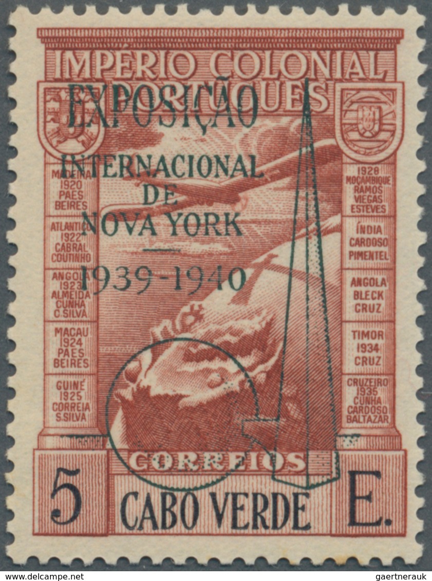 Kap Verde: 1939, 5 E Red-brown/black With Green Ovp WORLD EXHIBITION NEW YORK, Issued Only At The Ex - Kap Verde