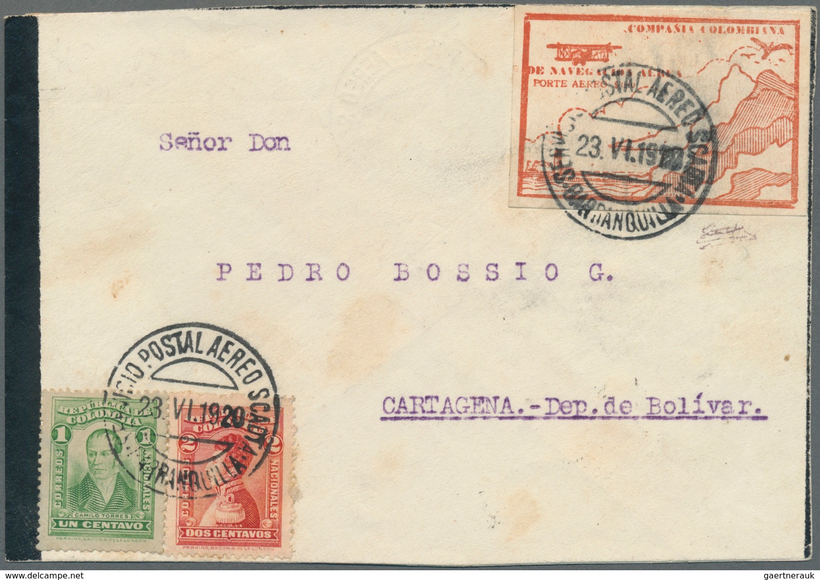 Kolumbien - Ausgaben Der Compania Colombiana De Navegacion Aérea: 1919, 10c. Vermilion Airmail Stamp - Colombie