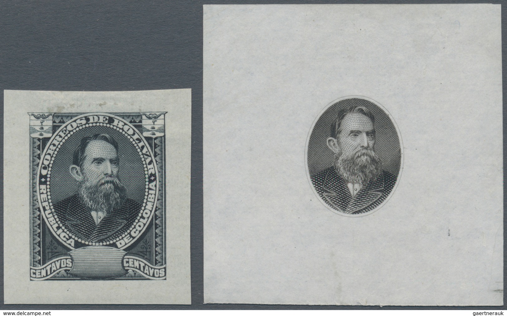 Kolumbien - Departamentos: Bolivar: 1898, Steel Die Essay Of Portrait Resp. Complete Stamp, Presumam - Colombie