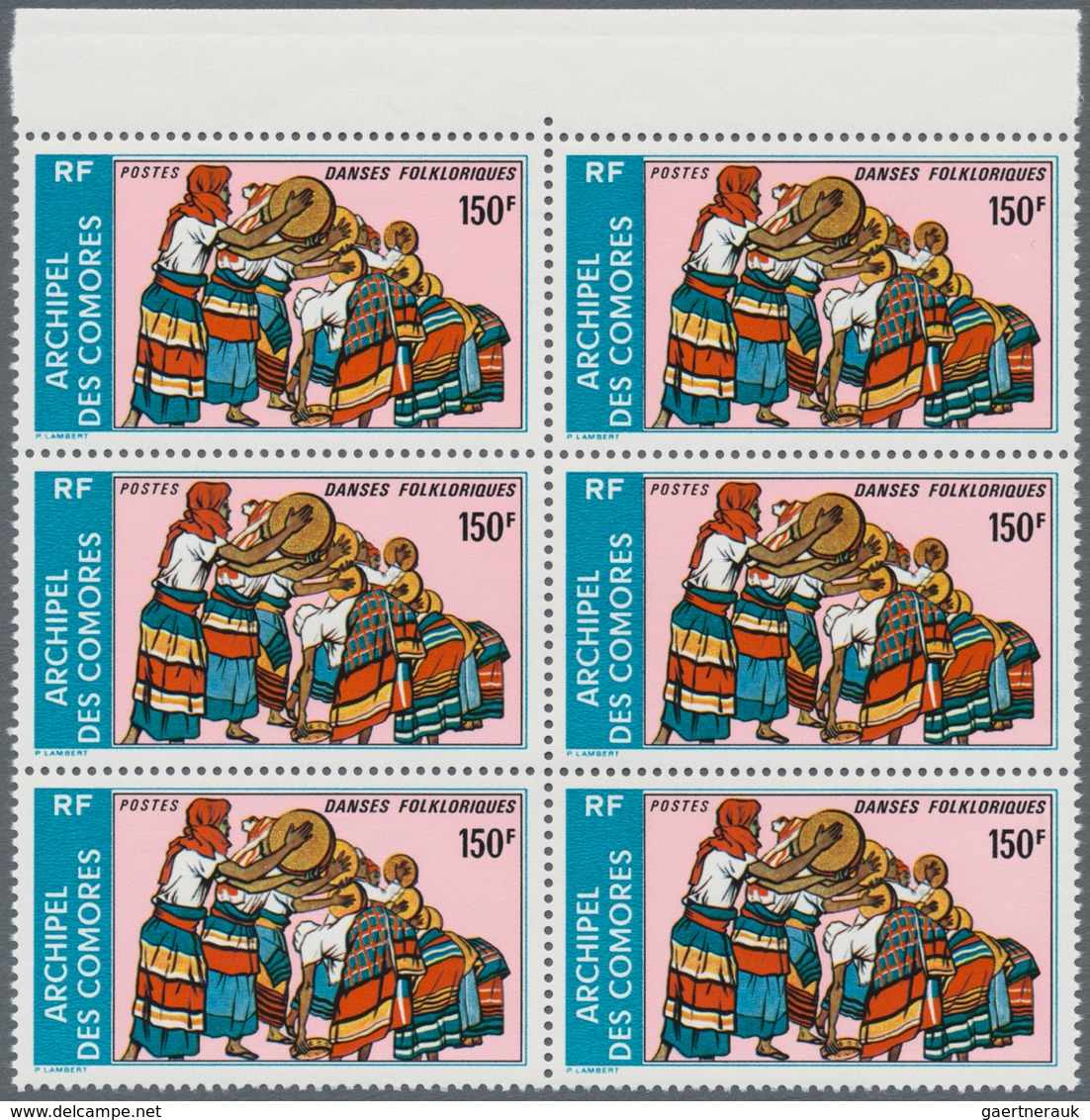Komoren: 1975, Traditional Dances Complete Set Of Two In Blocks Of Six From Upper Margins, Mint Neve - Comores (1975-...)
