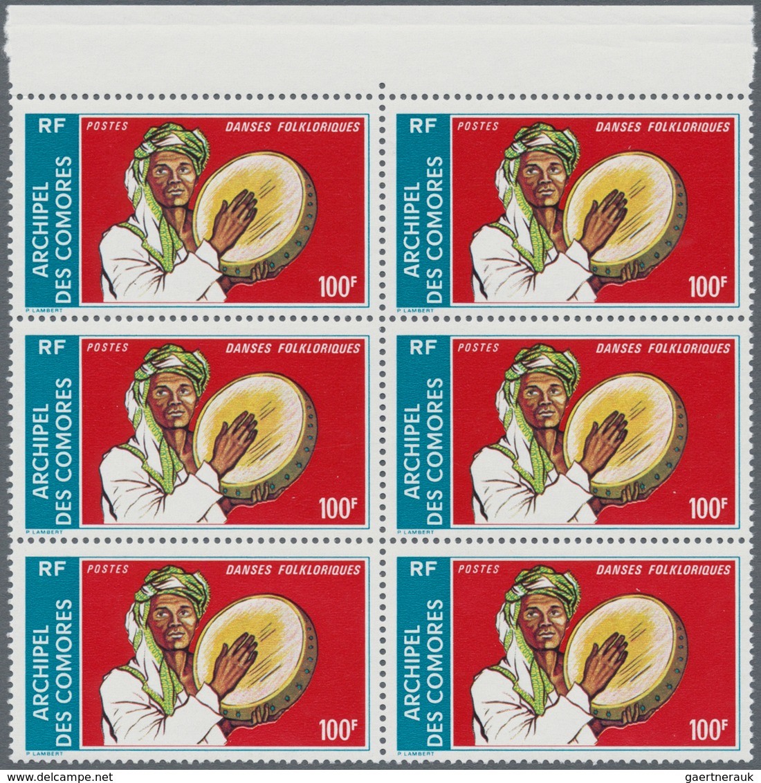 Komoren: 1975, Traditional Dances Complete Set Of Two In Blocks Of Six From Upper Margins, Mint Neve - Comores (1975-...)