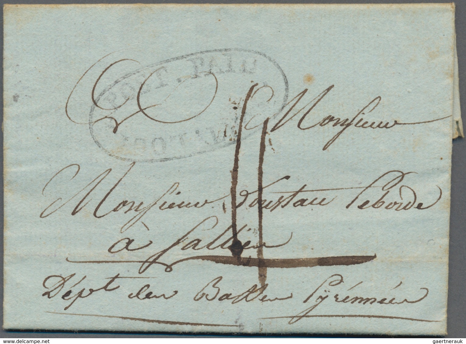 Mauritius: 1812, Entire Letter Dated "Isle De France Ce 15 Fevrier 1812" And Addressed To Sallies/Fr - Maurice (...-1967)