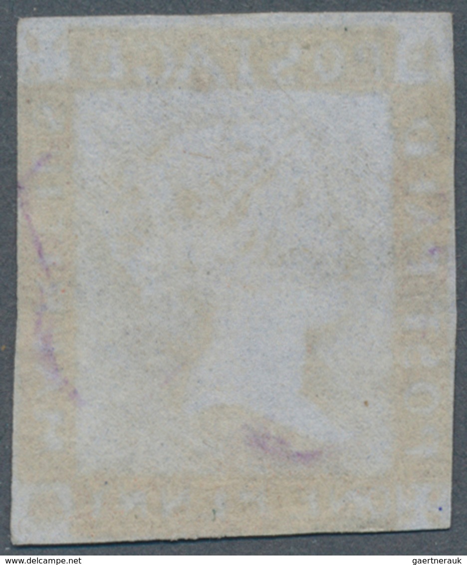 Mauritius: 1848-59 1d. Red On Bluish Paper, Unused Without Gum, Almost Complete Margins Except A Sli - Maurice (...-1967)