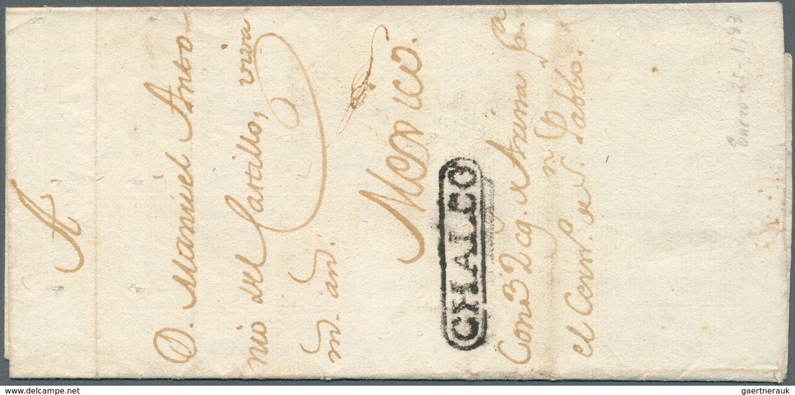 Mexiko: 1783, Prefilatelia: SOCORRO A MEXICO, Carta Completa Con Texta Marca Lineal CHALCO, Data Ene - Mexiko