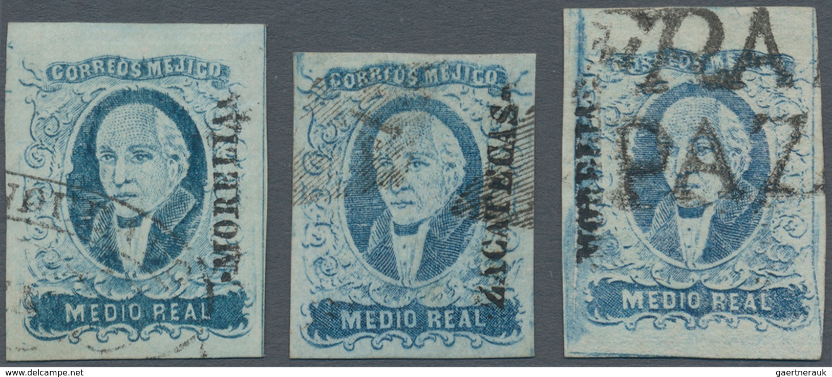 Mexiko: 1856, 1 R. With District Ovpts MORELIA Resp. ZACATECAS, Inc. Two-line "PAZCUARO" And Fine Gr - Mexique