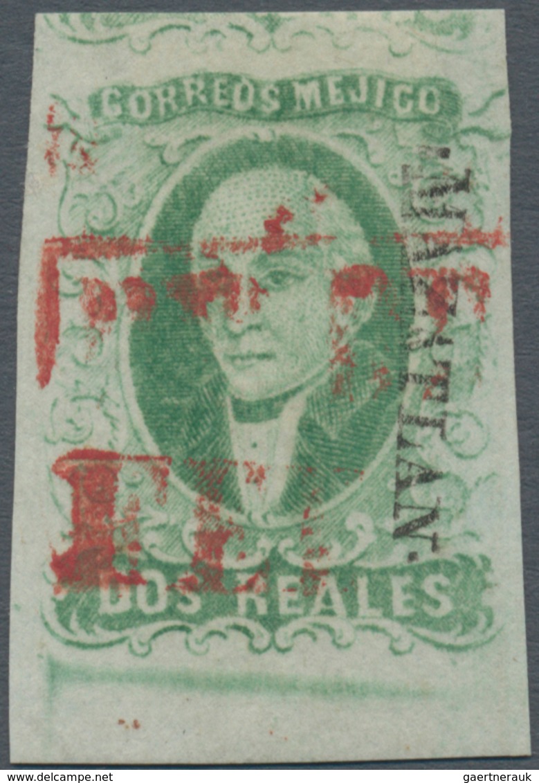 Mexiko: 1856, 2 R. Emerald, A Very Large Margin Copy From Pl. I With The Very Scarce Re-entry Of Val - Mexiko