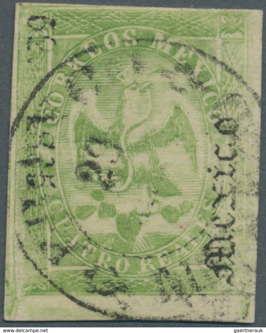Mexiko: 1865, 4 R. Green With Distribution Number 52-1865, Only 1066 Copies Issued, Clean Used, A Be - Mexiko
