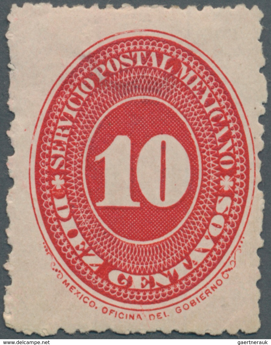 Mexiko: 1887, 10 C. Bluish Lined Paper In Scarce Compund Perf. 6:12, Unused Mounted Mint - Mexique