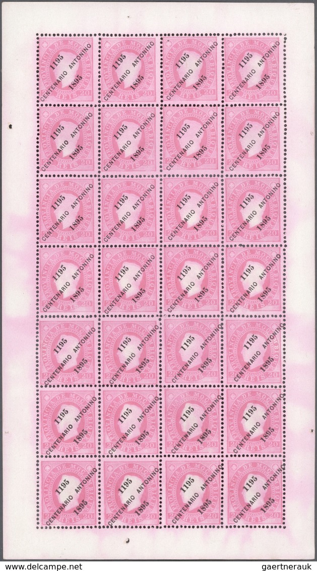 Mocambique: 1895, '700th birthday of Antonio of Padova' King Luis I. stamps with diagonal opt. '1195