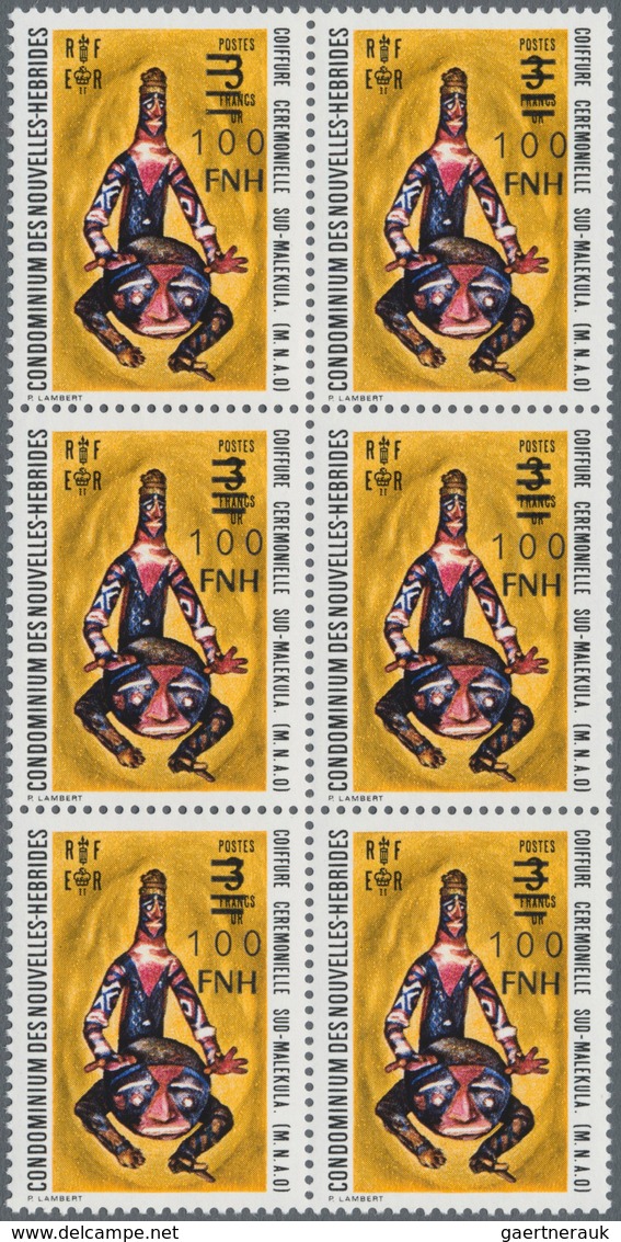 Neue Hebriden: 1977, French Value Definitive Issue Part Set Of Ten With LOCAL OVERPRINT Of New Curre - Autres & Non Classés
