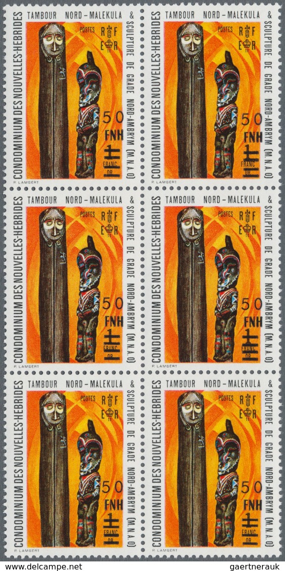Neue Hebriden: 1977, French Value Definitive Issue Part Set Of Ten With LOCAL OVERPRINT Of New Curre - Sonstige & Ohne Zuordnung