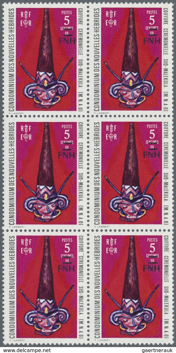 Neue Hebriden: 1977, french value definitive issue part set of ten with LOCAL OVERPRINT of new curre
